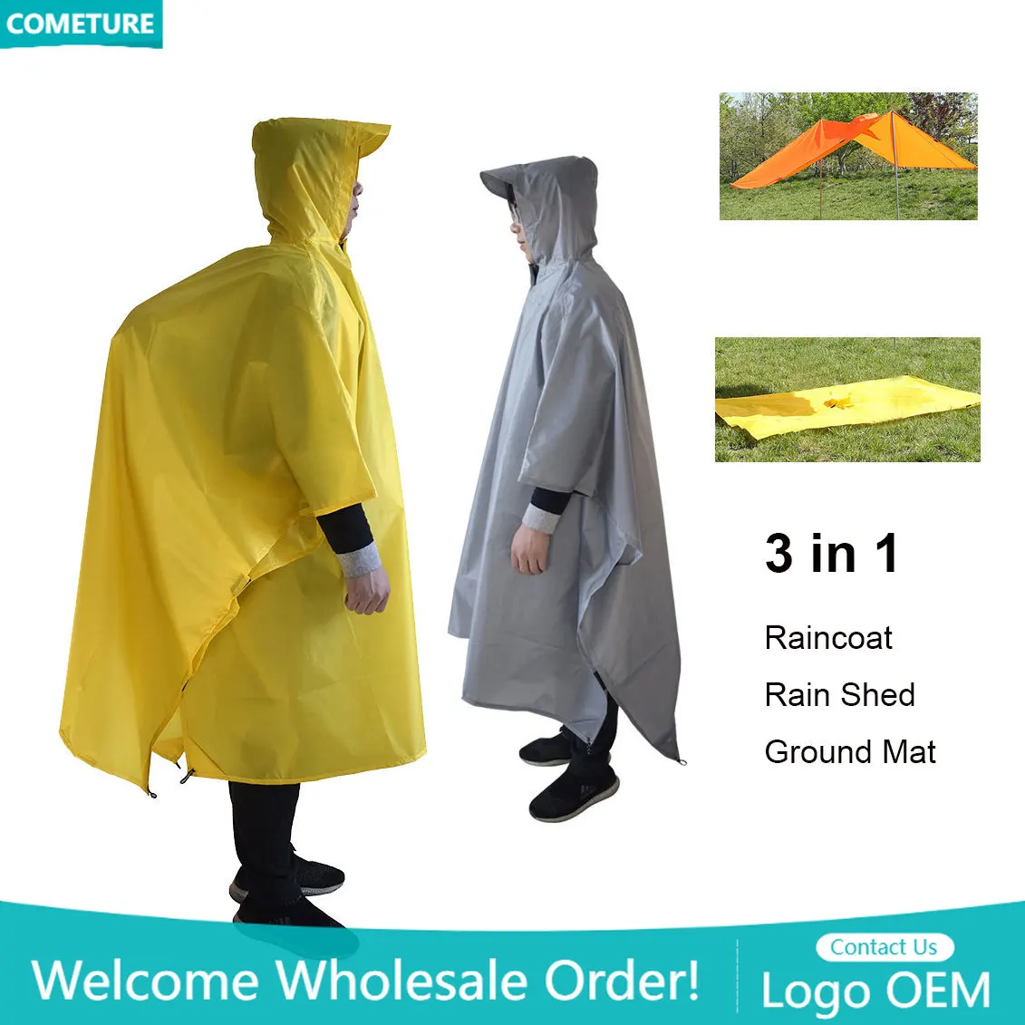 Raincoat 3 In 1 Hiking Poncho  - Hunting And Outdoor Supplies review and price